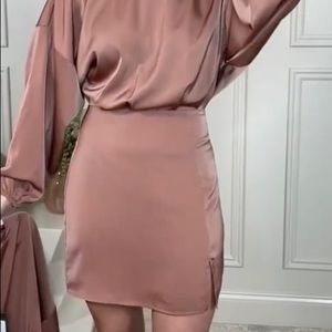 Satin dress with slit